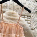Sweet princess style mesh suspender cake skirt women's summer multi-layer ruffles vest suspender super fairy blue