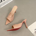 2026 summer new arrival: women's fashionable open-toe pointed-toe stiletto heel sandals - solid red, casual style