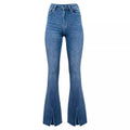 wide-leg slit jeans for women, european and american new style,  elegant high-waisted commuter jeans