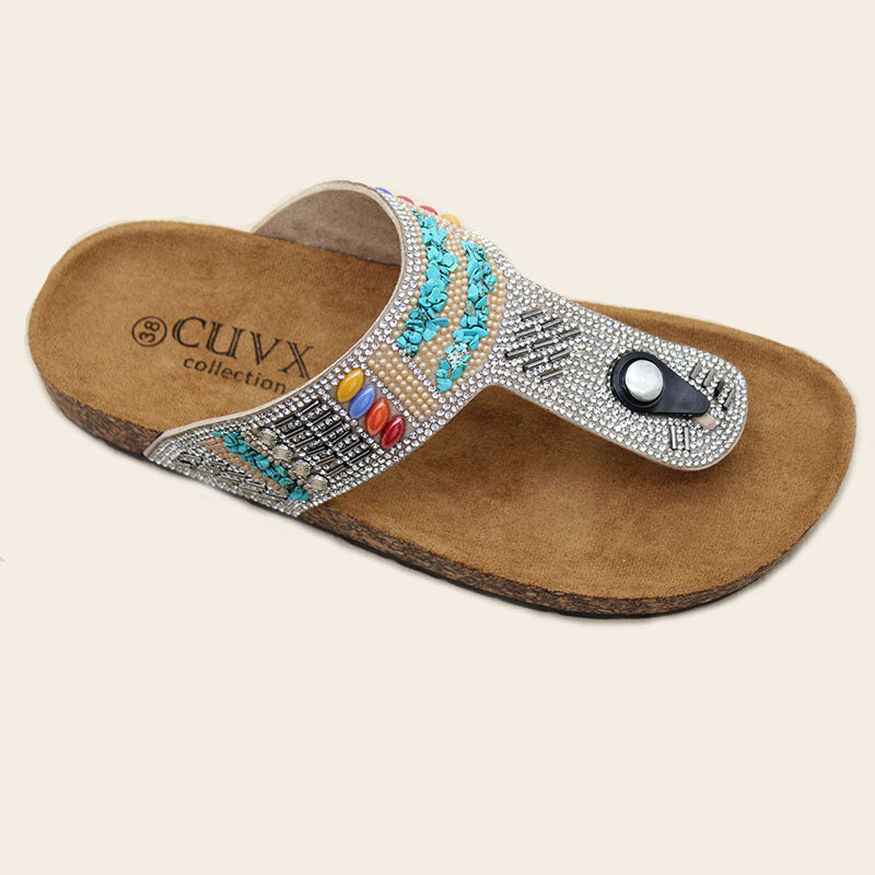 New arrival design women's sandals外贸现货直销夹趾带钻勃肯鞋