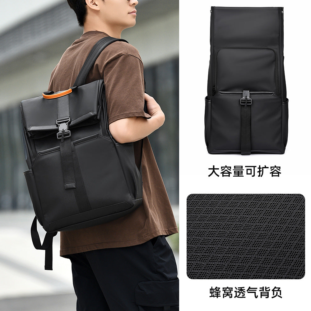 Cross-border new men's backpack folding flip casual student schoolbag multi-functional storage computer travel backpack
