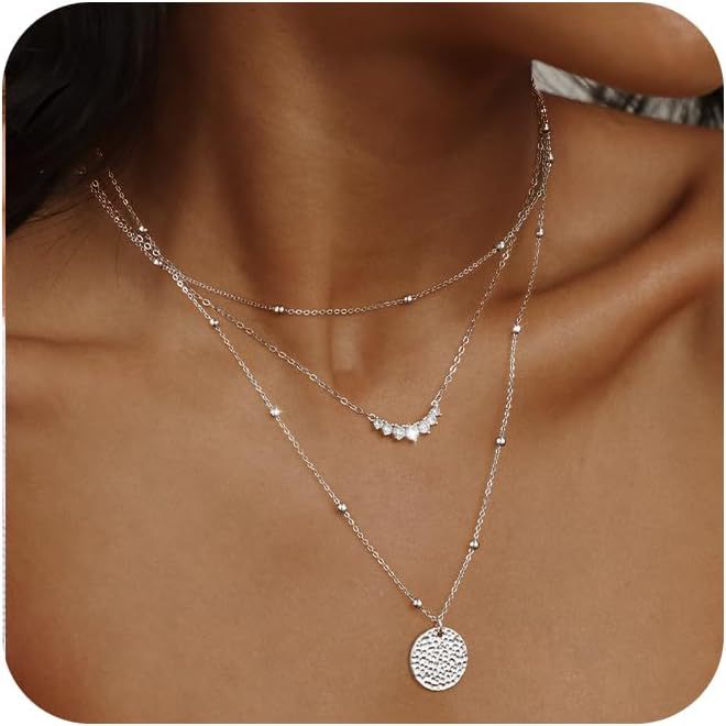 Brass real gold plated european and american cross-border hot selling minimalist twisted circle pendant fashion necklace for women - three layers