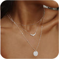 Brass real gold plated european and american cross-border hot selling minimalist twisted circle pendant fashion necklace for women - three layers