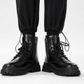 Spring classic round toe boots men's british style high-top motorcycle zipper workwear boots thick sole short boots 8605