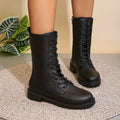 Plus size women's mid-calf boots with side zipper - british style, autumn  new collection, retro round toe knight boots -