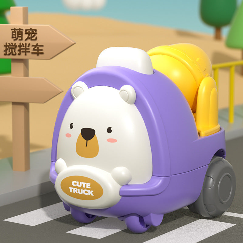 Mini cartoon inertia car - cute pet, educational toy for kids, baby inertia toy car, construction vehicle for little boys