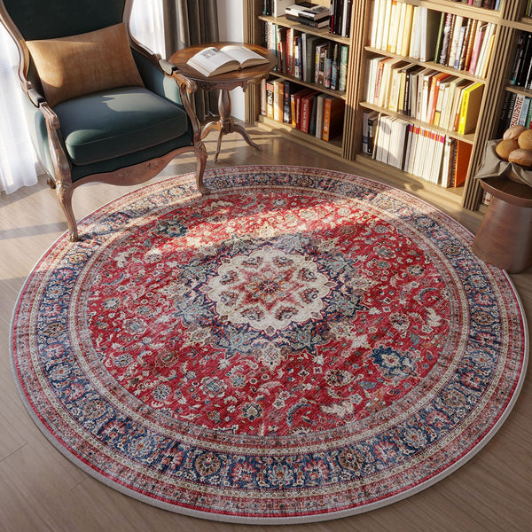 Round fine cashmere carpet modern simple light luxury high-end large round blanket retro American non-slip bedroom living room