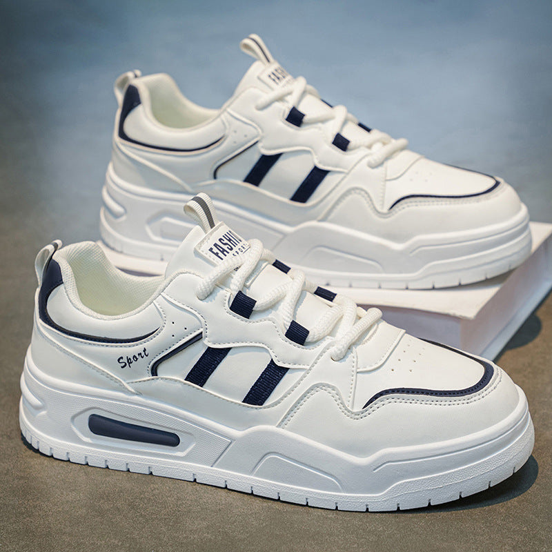 Men's spring new arrivals: breathable, versatile, casual low-top sneakers - thick-soled athletic shoes for students - casual white shoes for men