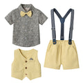 Export children's clothing boys suitnew arrival floral shirt vest overalls kids gentleman dress children's day costume