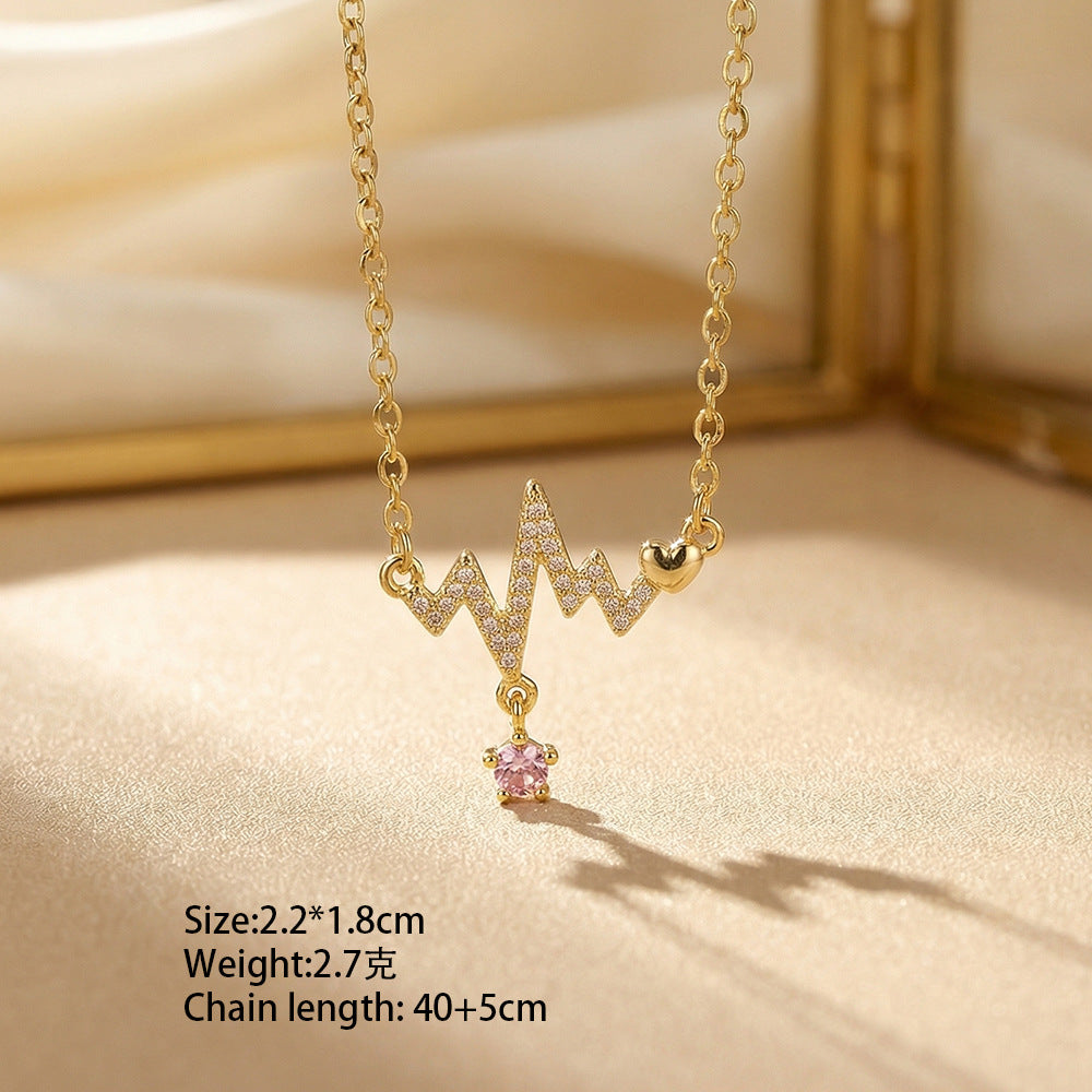 Popular hot-selling zirconium-inlaid classy necklace, accessible luxury, niche women's versatile elegant, simple, non-fading clavicle chain jewelry