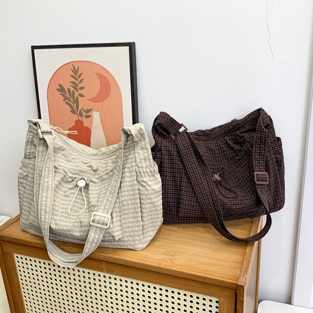 Large capacity bag women's fashionplaidnew arrivalk-stylecasual shoulder crossbody bag cloth bag work clothing dumpling bag