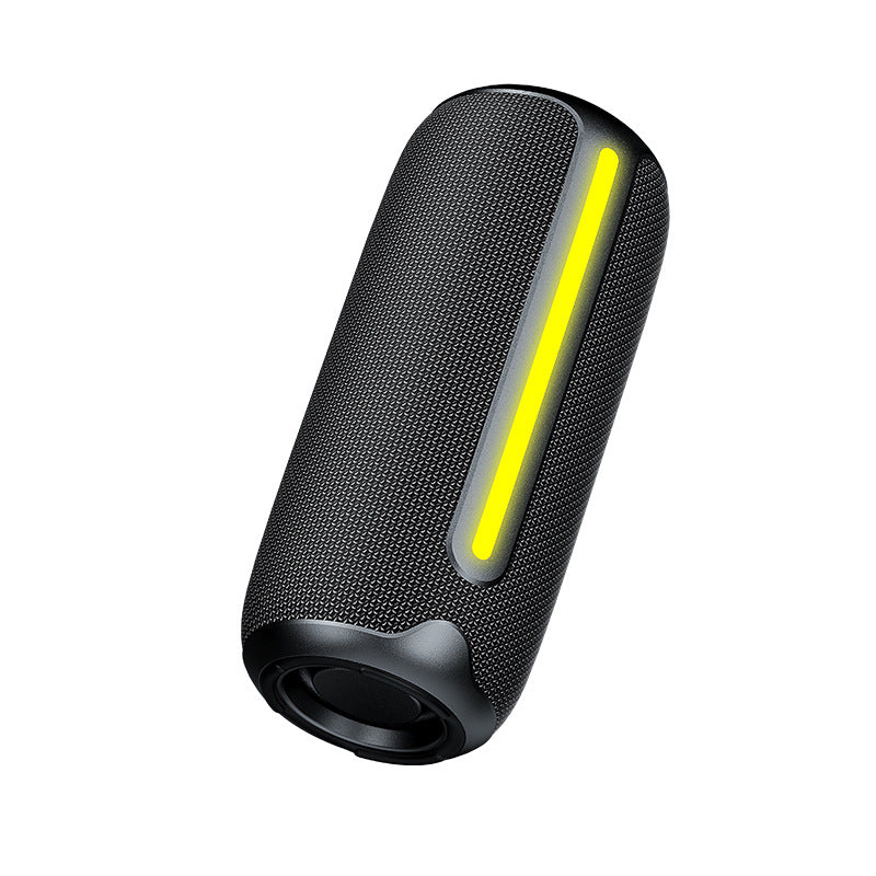 New wireless bluetooth speaker, outdoor waterproof portable subwoofer with rgb lighting, cylindrical fabric audio system