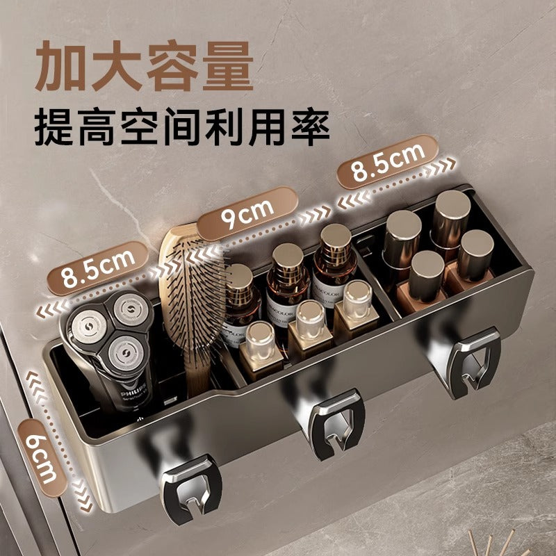 Electric toothbrush storage rack cup holder shelf punch-free wall hanging family tooth cup brushing mouthwash cup hanging rack toothpaste