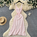 Vacation style cut outknitting low-cut suspender dress for women summer sleeveless slimming look a-line skirt work clothing socialite style