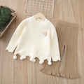 Dropshipping girls' knitted sweater two-piece set -  autumn/winter new collection - handmade floral pants outfit for baby girls