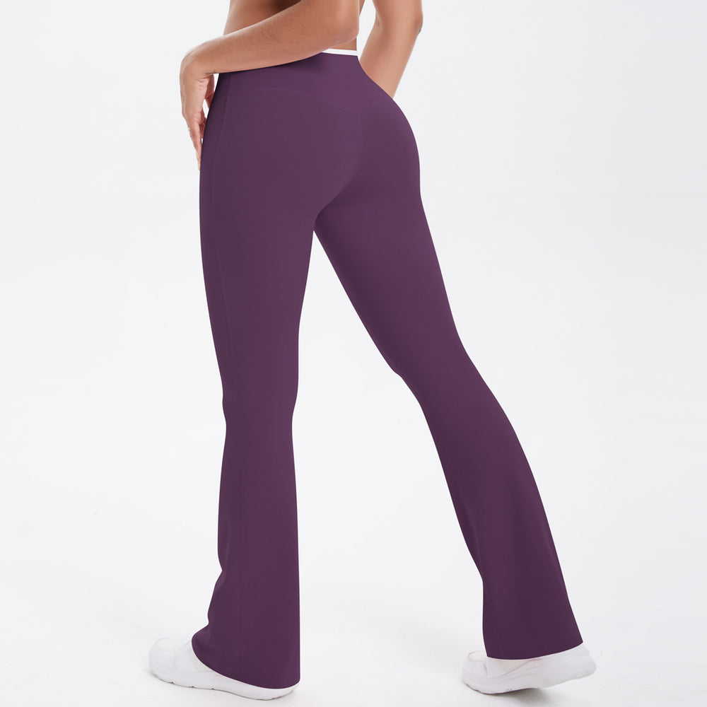 new arrivalfashioncontrast color cross tight high elastic high waist loose pants sports running fitness yoga flare pants