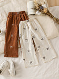 hot-selling girls' corduroy bow embroidered casual pants - cross-border exclusive two-piece set