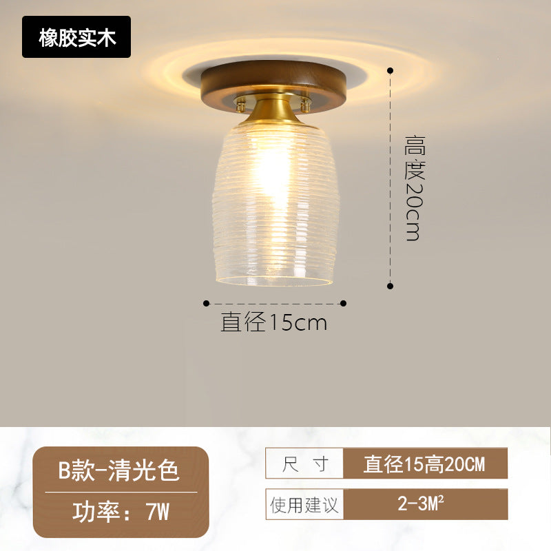 Walnut color new Chinese ceiling light corridor entrance balcony entry light personalized solid wood cloakroom Chinese lighting
