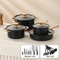 Non-stick pan set-with knives and kitchen utensils
