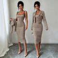 Exportfashionaccessible luxurywork clothing bouclé suitlong sleeves lapelshortoutwearmatching silm suspender slimming look skirt