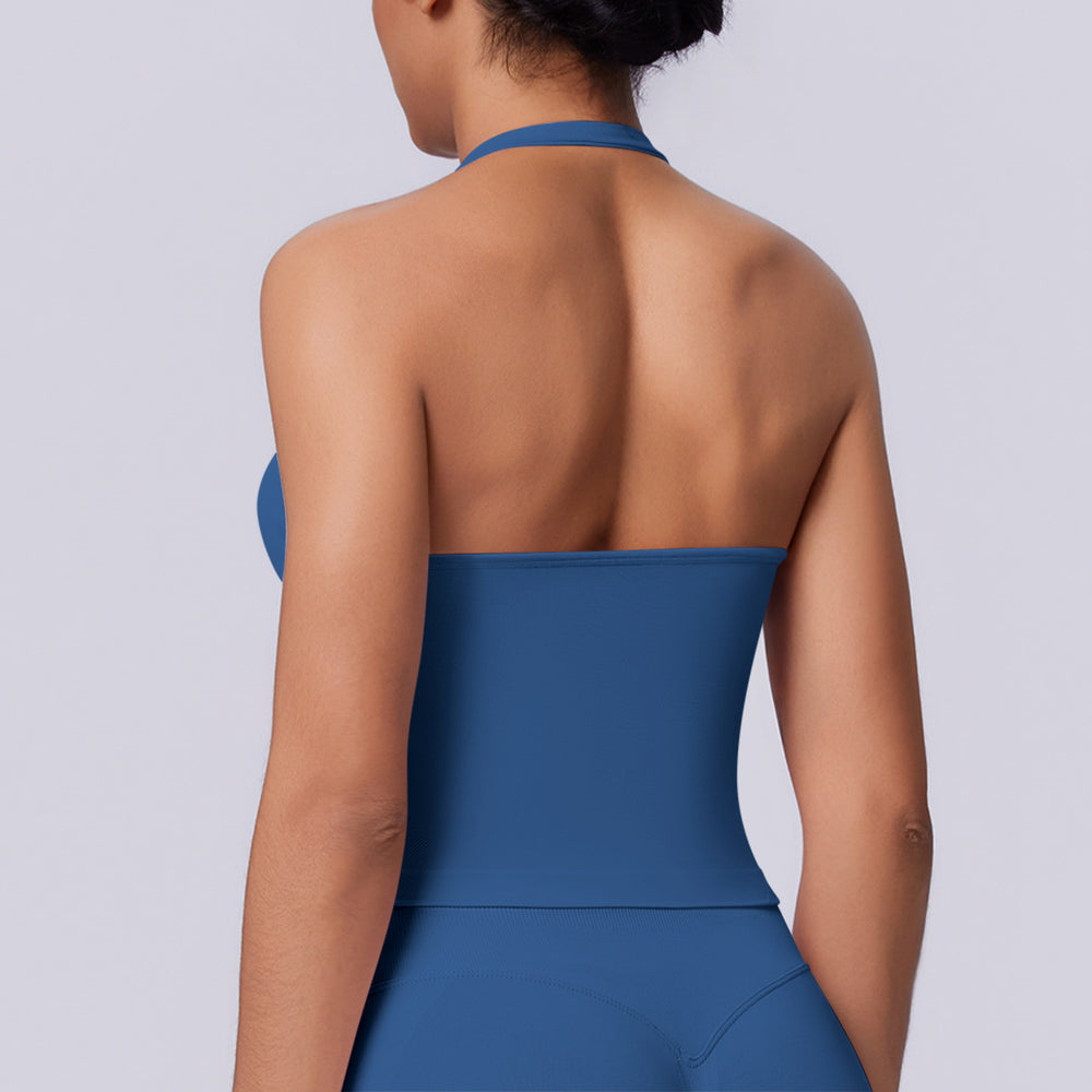 new arrival square collar halter beautiful strap chest pad high elastic long vest running fitness yoga sports seamless vest