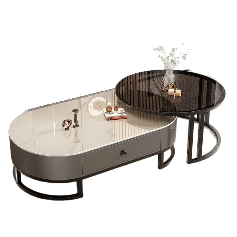 Rock slab coffee table living room for homeaccessible luxury modern tea table new arrival oval classy small apartment coffee table