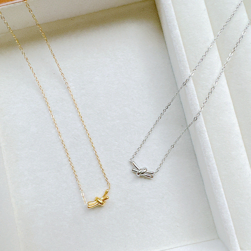 【all-titanium steel, shower-friendly】european & american minimalist style knotted irregular clavicle chain - new for 2025