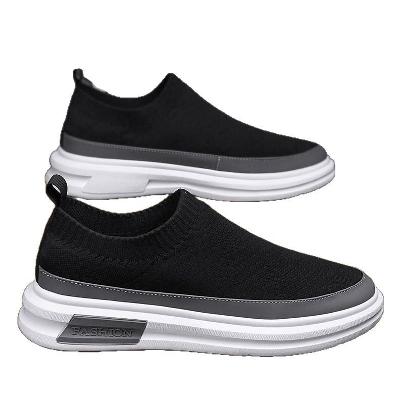New summer flyknit mesh men's shoes - breathable slip-on casual sneakers, versatile dad shoes, trendy style