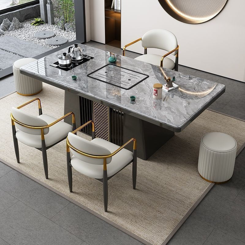 Modern rock slab tea table and chair set - ideal for home, balcony, living room, office, or kung fu tea - complete all-in-one set