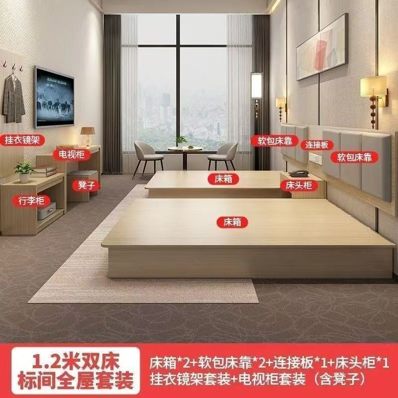 Hotel furniture: standard room beds - complete set for b&bs, apartments, guest rooms, and budget hotels - double beds