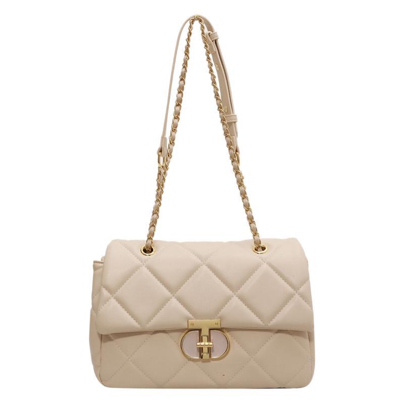 Rhombus chain bag texture shoulder small square bag women's bag 2025 new trendy fashion this year popular messenger bag