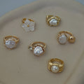 Wholesale vintage french faux pearl ring set - unique, high-end, irregular floral design, trendy & chic jewelry for women