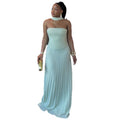 European and american cross-border women's fashion:  summer new arrivals - sweet and fresh bandeau high-waisted slimming pleated maxi dress
