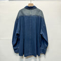 European autumn/winter lapel button-down retro gradient washed oversized long sleeve denim shirt for women