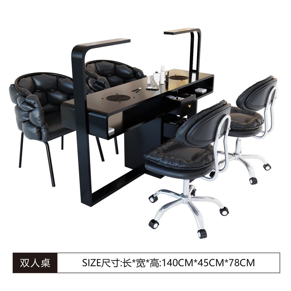 Manufacturer's new arrival porcelain-free manicure table with marble tabletop, dust-proof with vacuum cleaner socket, manicure table and chair set
