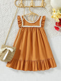 e-commerce vintage lace girl's dress, embroidered lace, small pocket, beach vacation dress, dropshipping available