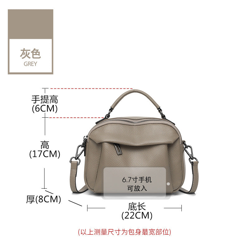 Genuine leather portable shoulder bag 2025 new fashionable small and large-capacity messenger bag high-end casual cowhide women's bag