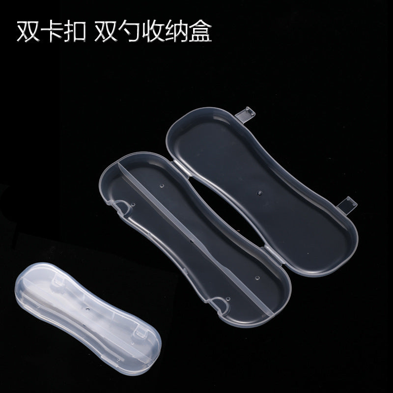 Factory direct sales high transparency PP plastic dust-proof packaging box tableware storage box baby double spoon box spoon box