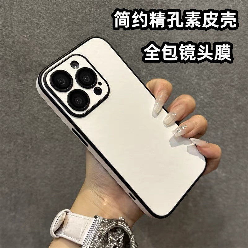 applicable iphone 17 pro max minimalist vegan leather phone case, iphone 16 full-coverage lens film, anti-drop hard case
