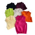 Korean chic summer french style sleeveless knit polo top - slim fit, versatile solid color tank top