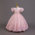 Ready-to-ship children's embroidered sequin puff sleeve princess dress - girls' runway model dress - kids dress