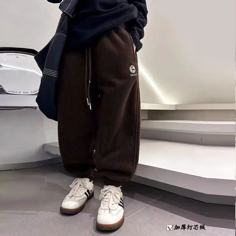 youthwinternew arrivalfleece-linedthickened shrinkable sweatpants thickened imitation rabbit fur one-piece winter kids pants