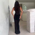 European and american cross-border  summer new arrival: round neck sleeveless mesh elegant mermaid tail ribbon slim-fit bodycon dress for women