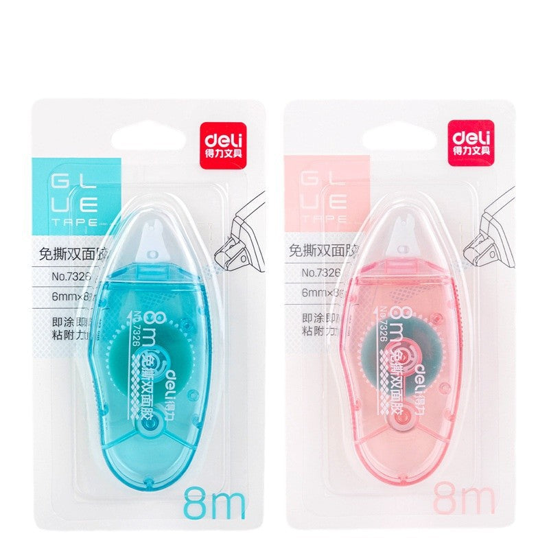 Deli 7326 point dispensing double-sided tape 6mm * 8m high viscosity correction belt type student double-sided tape wholesale