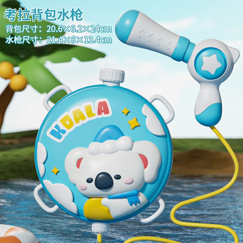 【customizable】kids' backpack water gun toy - cartoon outdoor pull-back beach water gun - night market stall item