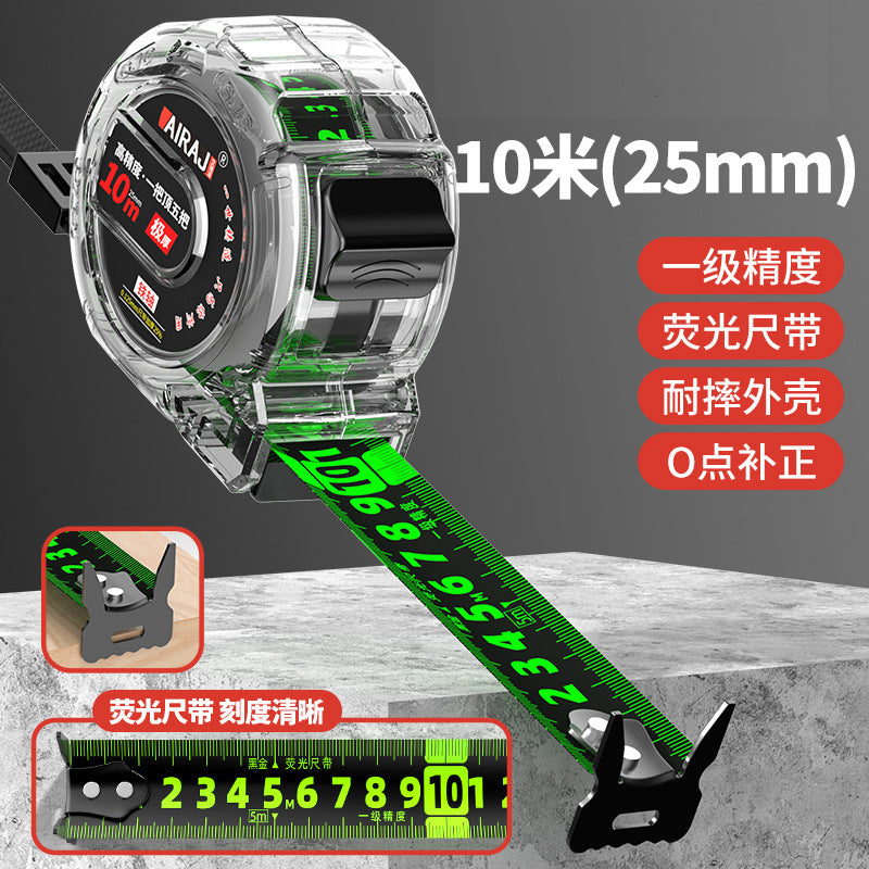 Fluorescent tape measure 5m 10m double-sided graduated meter measure Household box measure High precision wear-resistant thickened hard ruler Steel ruler