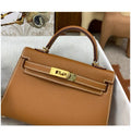 Palm grain cowhide second generation kelly bag 2024new arrivaltrendyminiclassy sense genuine leather satchel shoulder crossbody bag