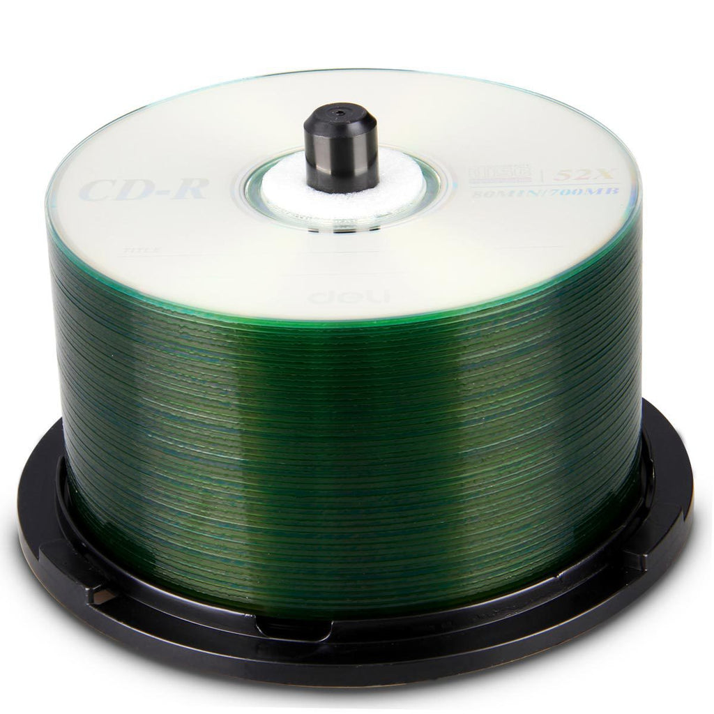 Deli 3725-CD-R plastic box 700MB CD disc burning disc 50 pieces/cartridge, fog silver