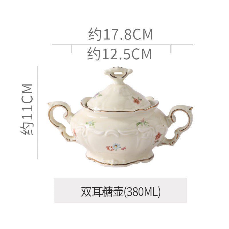 European-style stylish palace style ceramic coffee cup and saucer floral afternoon tea cup teapot milk pot sugar pot stylish combination