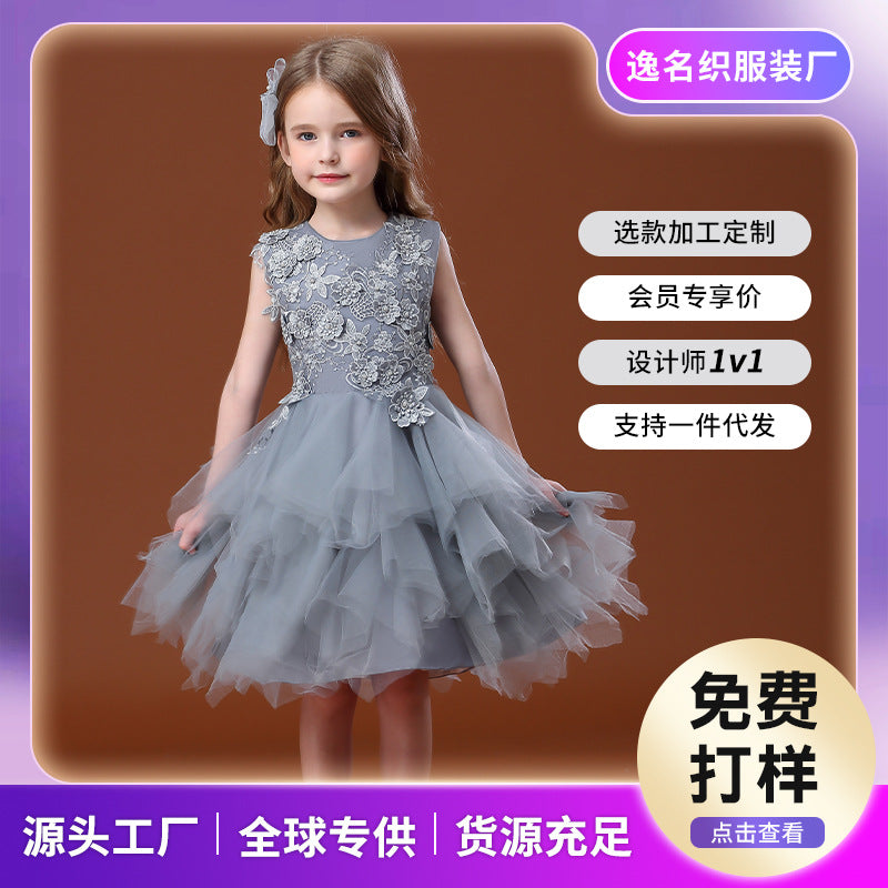 Kids dressfashionpersonalized vest princess dress embroidered girl costume tutu skirt girl dresses